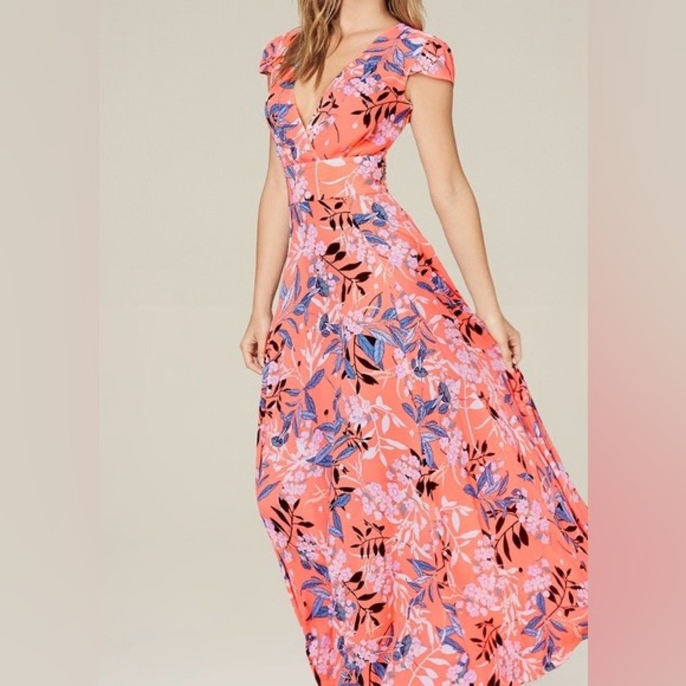 bebe Coral Floral Maxi Dress